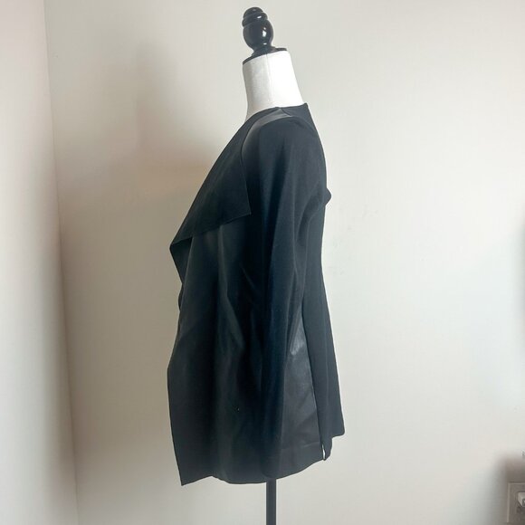 Zara Open Front Sweater with Faux Leather Detail – Size Small - Picture 2 of 3